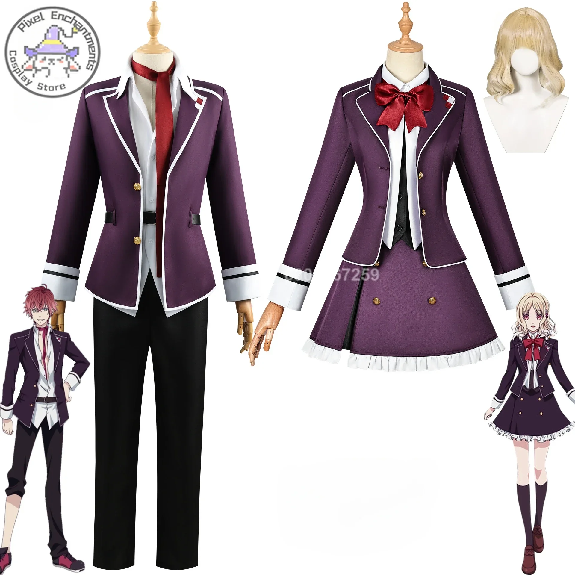 

Hot Anime DIABOLIK LOVERS Komori Yui School Uniform Dress Outfit Wig Anime Sakamaki Ayato Cosplay for Woman Clothes Comic Con