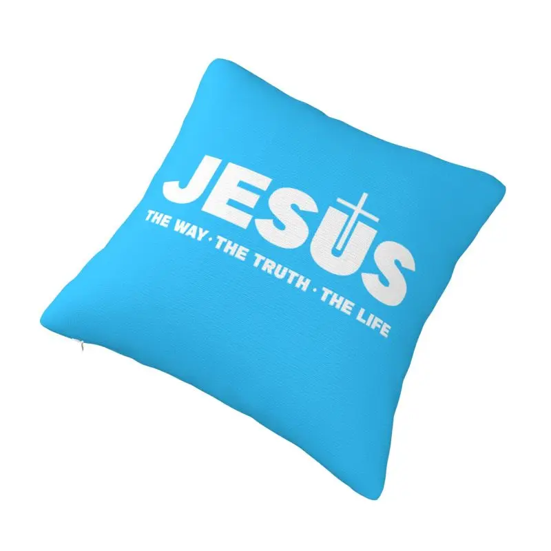 Custom Jesus Christ The Way The Truth The Life Cushion Cover 45x45cm Religion Christian Faith Velvet Cute Pillows