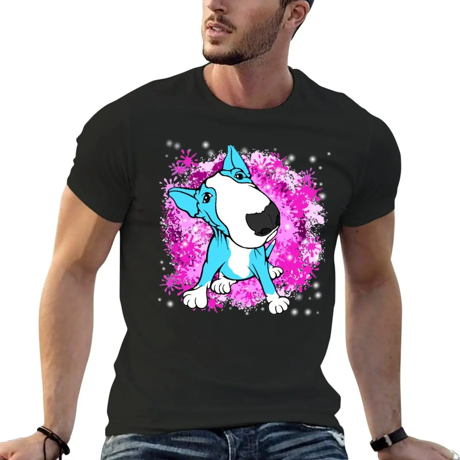 English Bull Terrier Cartoon T-Shirt plus sizes blanks plain T-shirt men