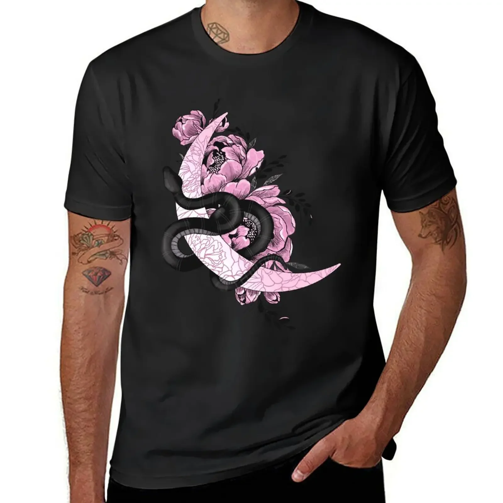 Moon Snake T-Shirt graphics baggy shirts Short sleeve tee mens graphic t-shirts