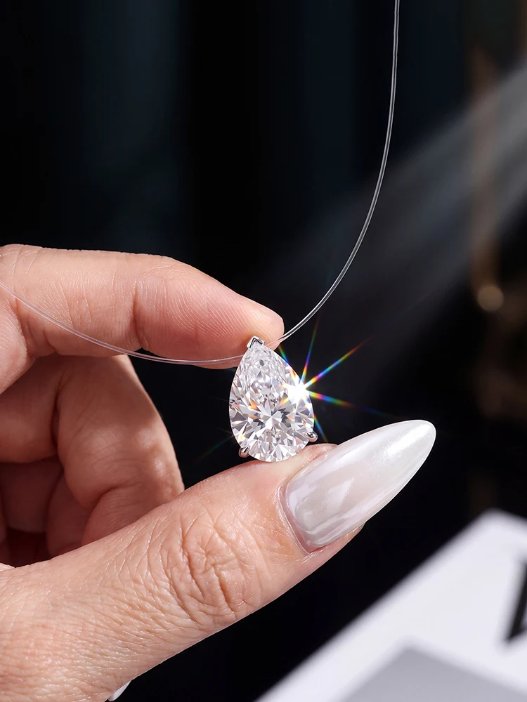 GRA 1CT Moissanite Diamond Classic Water Drop Necklace For Women 925 Sterling Silver Anniversary Party High Quality Fine Jewelry