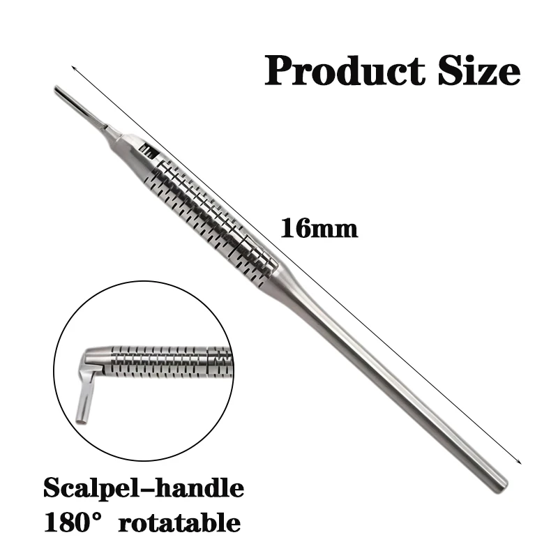 Dental Scalpel Handle Adjustable Surgical Operation Knife Handle Stainless Steel Length 15cm 180 Degree Rotation Oral Implant
