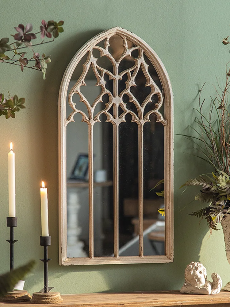

Французское винтажное белое декоративное зеркало с имитацией окна, высота 31,5 дюйма