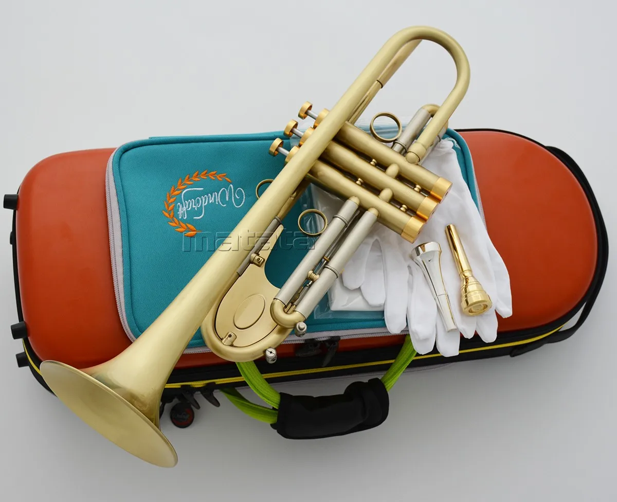 Fast Ship Professional B-Flat Trumpet horn Brushed Brass 134.00mm Large Bell PRO.Case