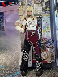 Punk Subculture Rock Hip-hop Baggy Wide-leg Jeans Hot Girl Goth Streetwear Fashion Printed Chain High Waisted Straight Jeans