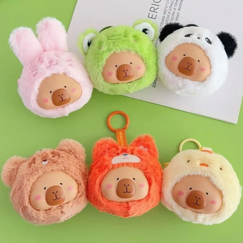 

Kawaii Capybara Vinyl Face Plush Keychains Cute Plush Zipper Bag Pendant Coin Purse Mini Storage Bag for Women Hang Bag Decor