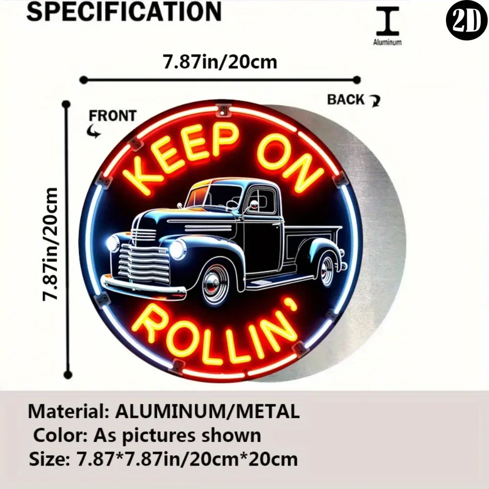 2D Flat,Exclusive Iron Sheet Decorative Painting: Vintage Neon-Style Metal Sign | Retro Wall Art for Bars & Studios