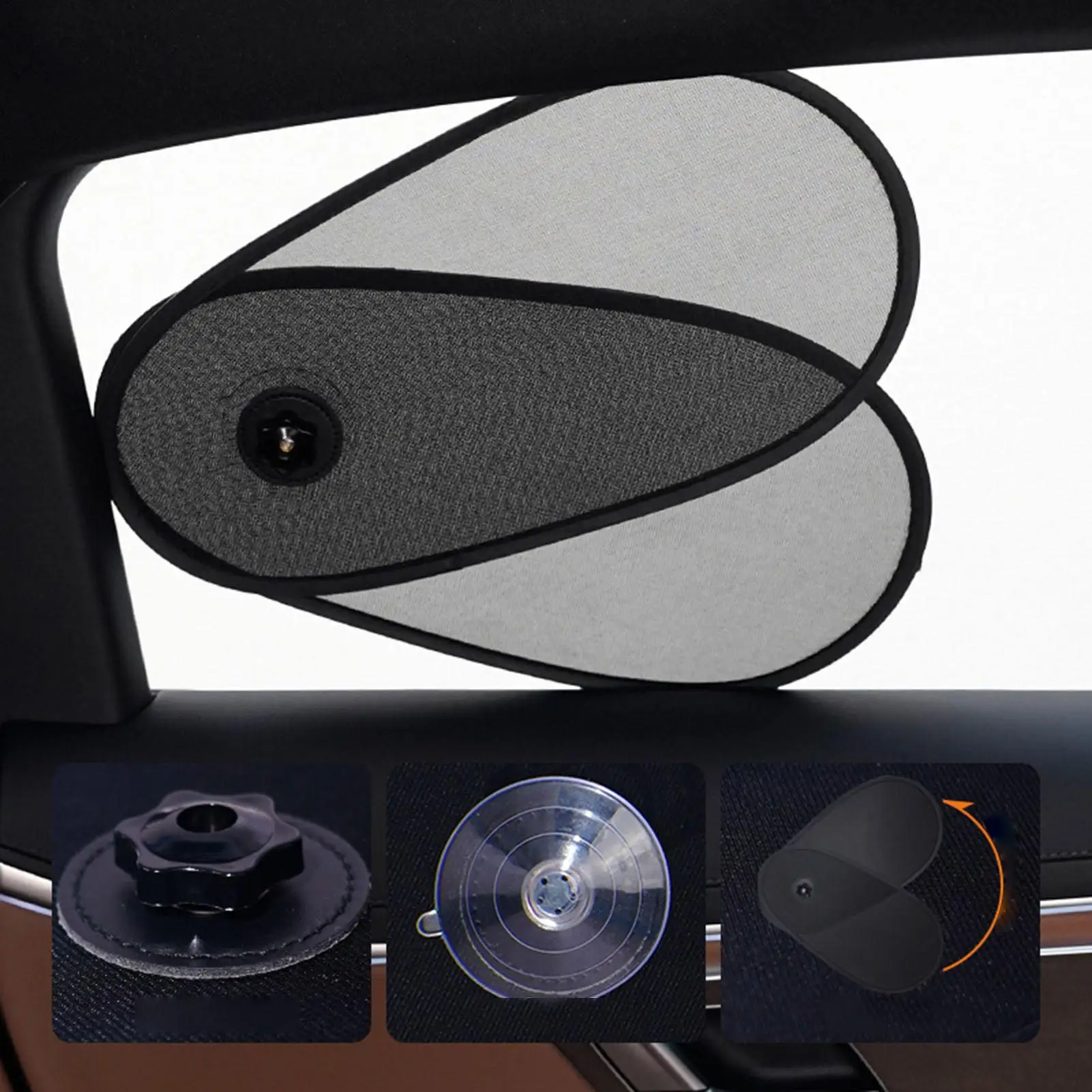 Car Side Window Shade with Rotatable Privacy Adjustable suction cup sunshade heat insulation Foldable Blocker for Vehicle