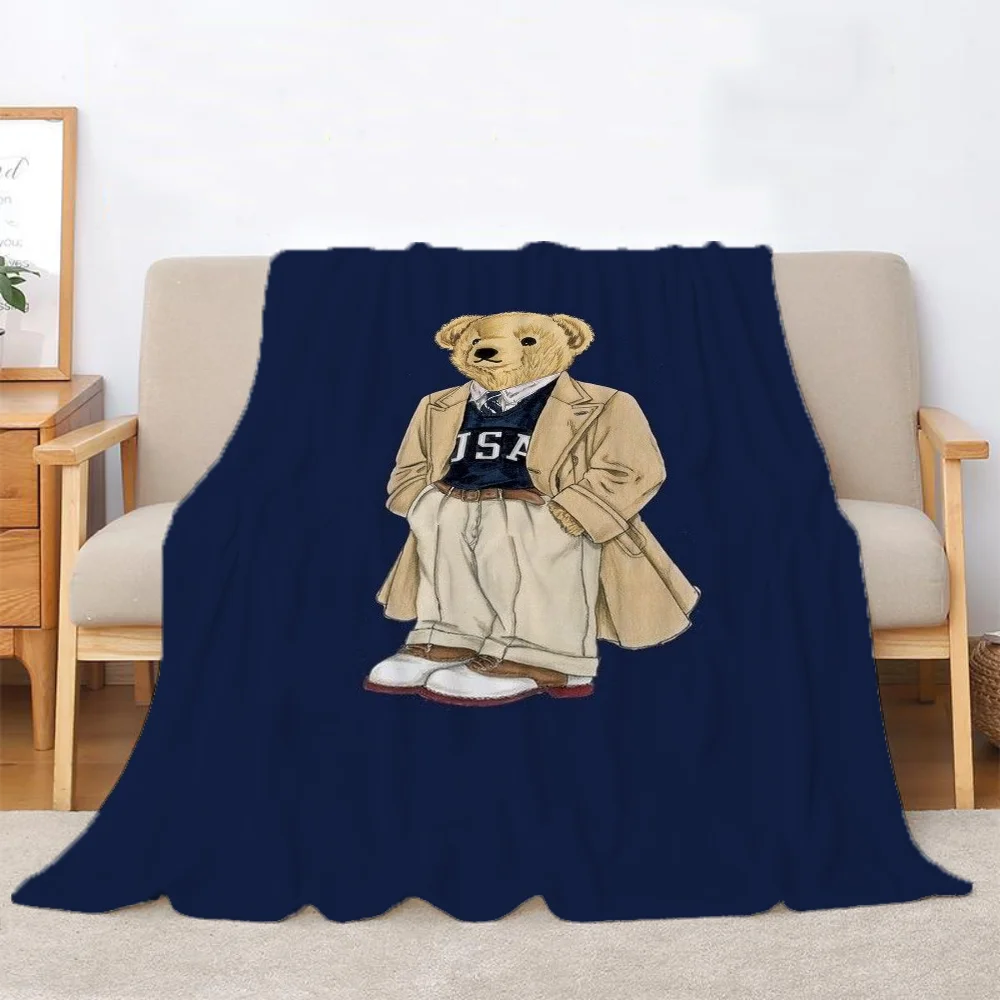 Summer Blanket for Sofas POLO Bears Fluffy Plaid Designer Blanket King Size Microfiber Bedding Interior for Home Sofa Blankets