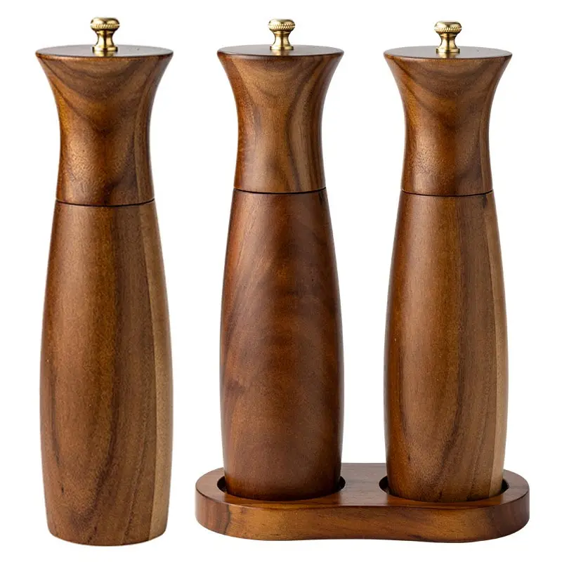 

Наборы ручных мельниц для перца из цельного дерева, бутылка для измельчения стейка в западном стиле, приправа для перца, мельница для морской соли и перца с основанием