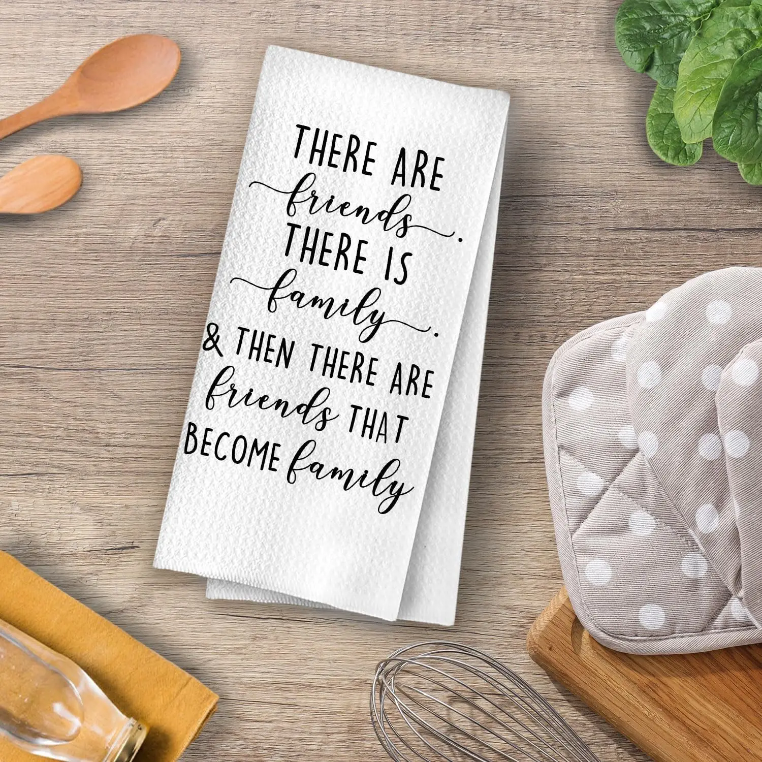 Best Friends Kitchen Towel - Friendship Gift, Waffle Decorative Dish Towel
