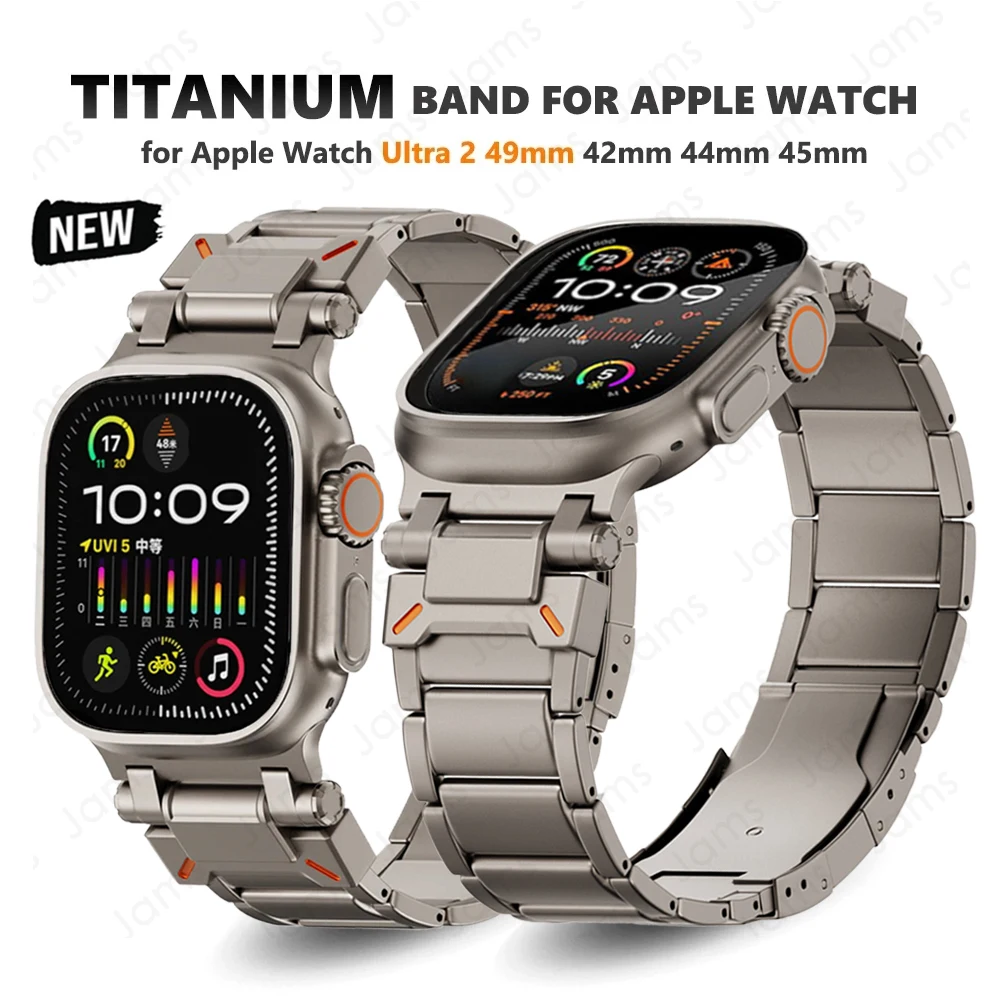 

Titanium Bracelet For Apple Watch Ultra 2 49mm Series 9 8 7 45mm Band For iWatch 6 5 4 44mm 42mm Luxury Metal Strap Accessories