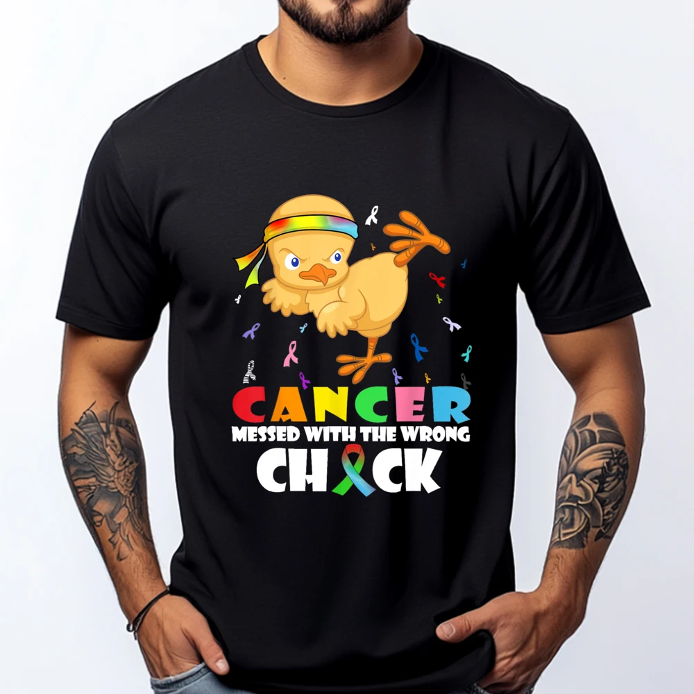 

Cancer Messed With Wrong Chick Funny Cancer Warrior Plus Size Men Clothing Gifts For Men Funny