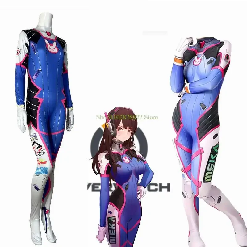 오버워치 OW 코스프레 게임 애니메이션 D.VA 코스프레 코스튬 점프수트, 여성용 섹시한 하나송 dva 플러그수트, 젠타이 바디수트, 성인 및 어린이용