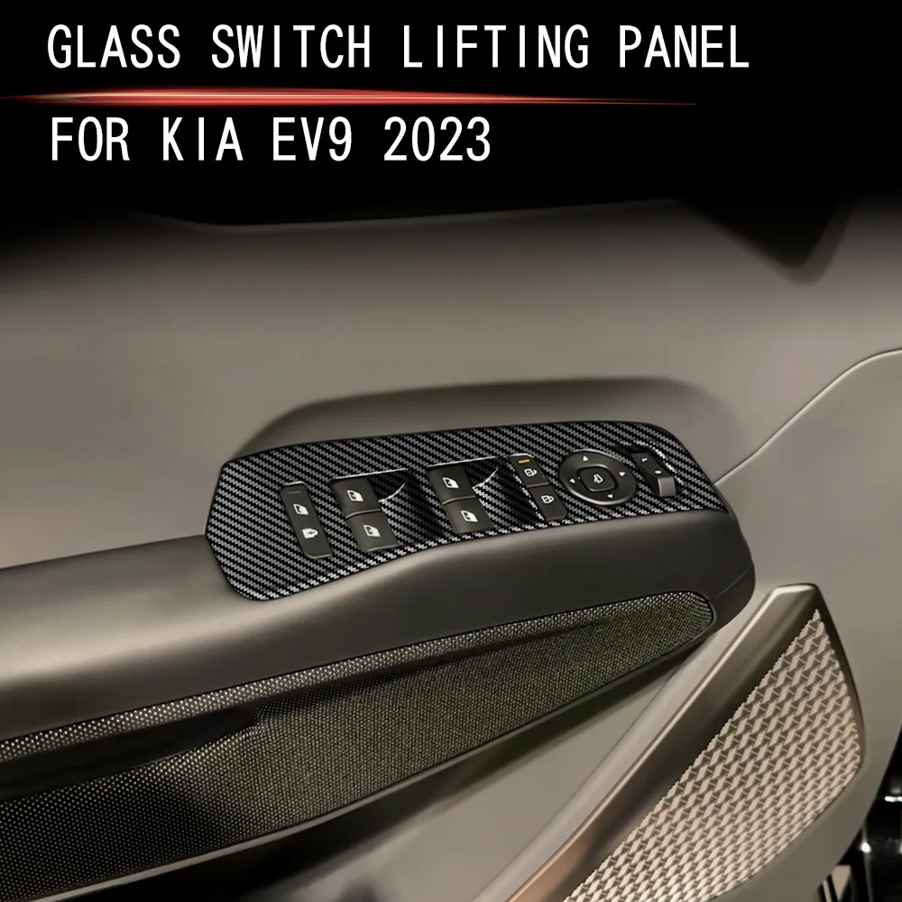 

For KIA EV9 2023 2024 ABS Carbon Fiber Car Inner Door Window Lift Switch Button Panel Cover Trim Accessories