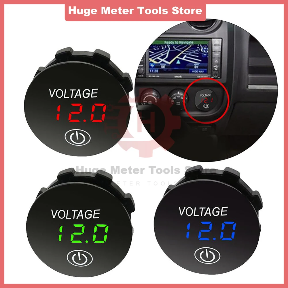 Car Motorcycle DC6-36V LED Panel Digital Voltage Meter Battery Capacity Display Voltmeter with Touch ON OFF Switch