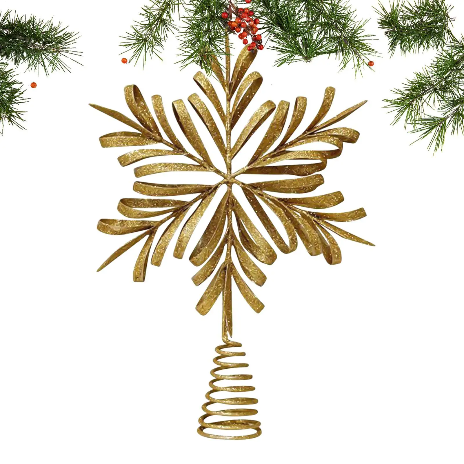 

Tree Topper 3D Snowflake Christmas Tree Star Topper Metal Lightweight Ornaments Display for Indoor Outdoor Living Room Home Fall