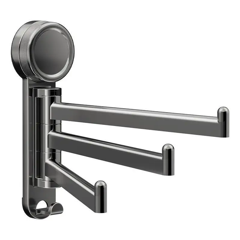 Swivel Towel Rack, 3-Arm Suction Cup Towel Holder, Thicken Aluminum Swing Out Towel Bar, Rustproof Space Saving Towel Hanger