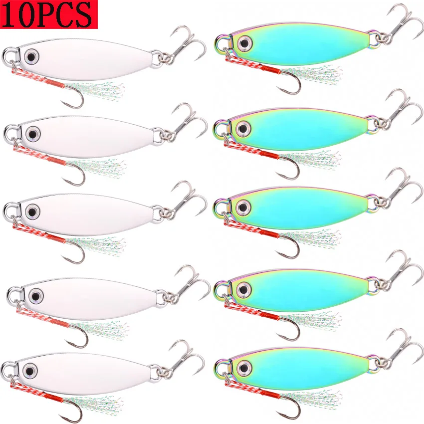 10PCS Metal Jig Fishing Lures Set Weights 7g-30g Shore Casting Jigging Fish Sea Bass Fishing Lure Artificial Bait Tackle