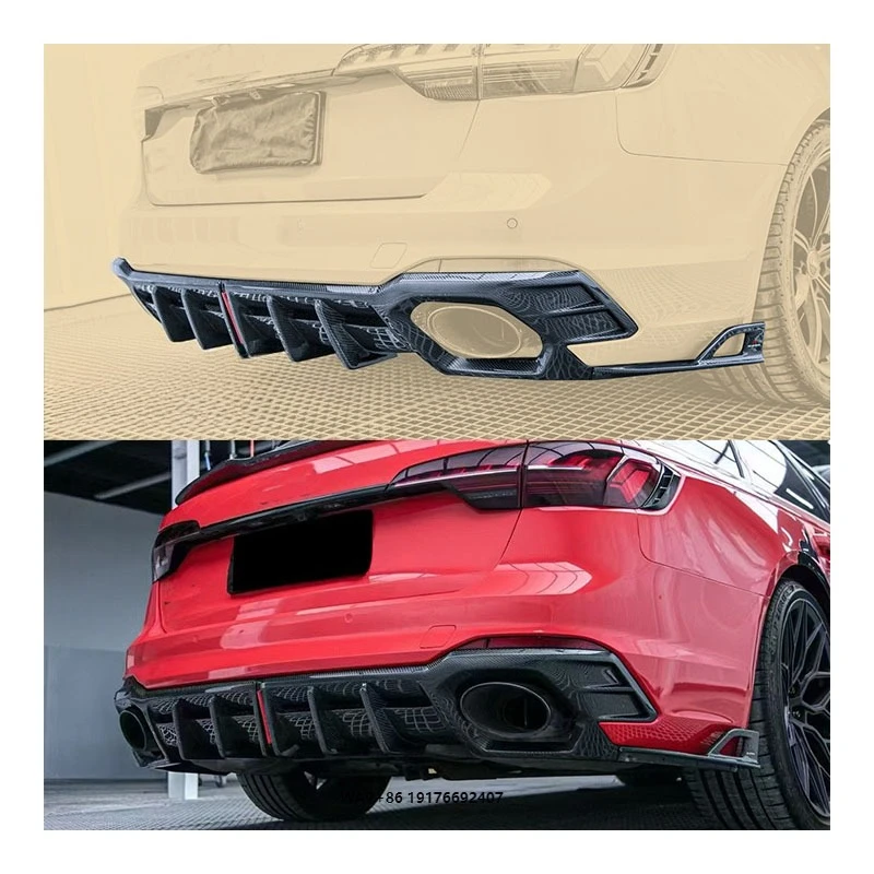 

For new forAudi RS4 B9 B9.5 Carbon Fiber Rear Lip Bumper with Cut-Outs for Exhaust Condition New