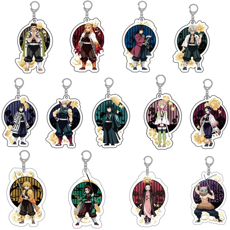 

Demon Slayer Acrylic Keychain Anime Action Figures Shinobu Tanjirou Tokito Hashibira Inosuke Rengoku Cartoon Bag Decoration Gift
