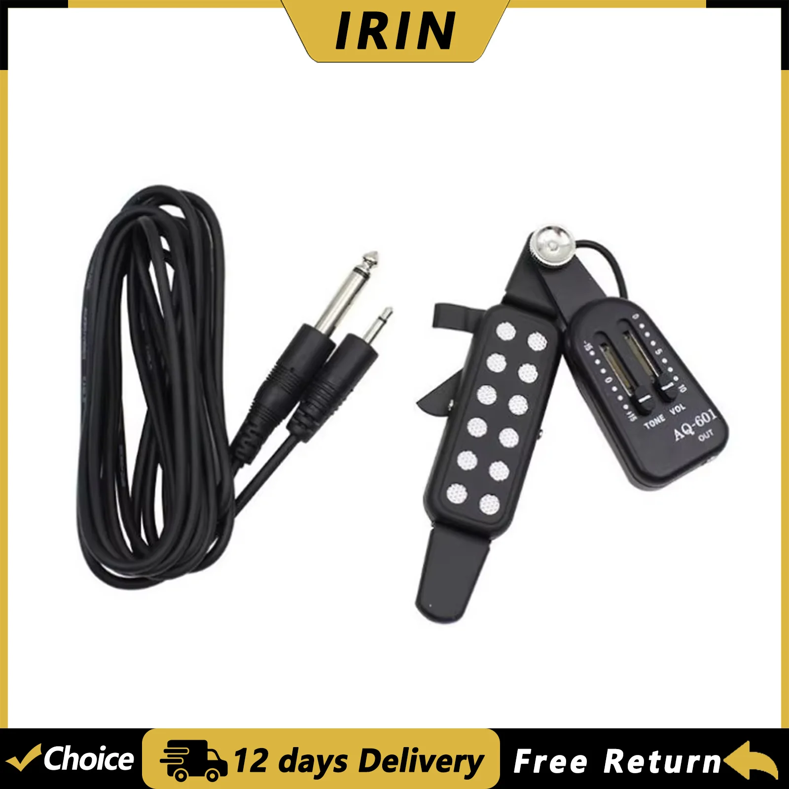 IRIN AQ-601 Akustikgitarren-Tonabnehmer Magnetischer Schallwandler Controller Tonabnehmer-Verstärker Instrumentenzubehör Gitarrenteile