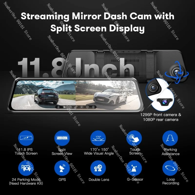 Rearview Mirror Driving Recorder PG17 HD 4K Wide Angle WIFI Night Vision GPS Driving Track