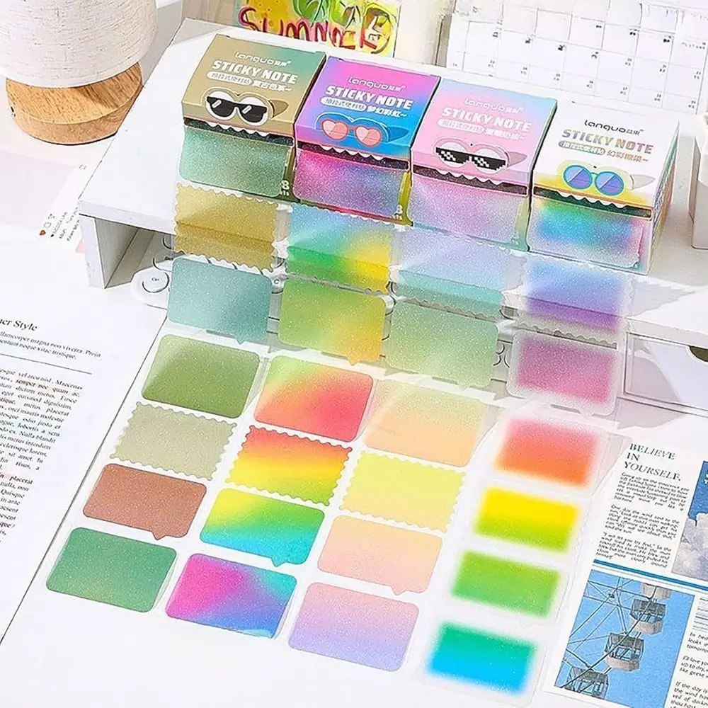 High Quality 108 Sheets Cartoon Memo Pad Paper Pull Out Design Self-Adhesive Sticky Notes Dopamine Pearlescent Transparent