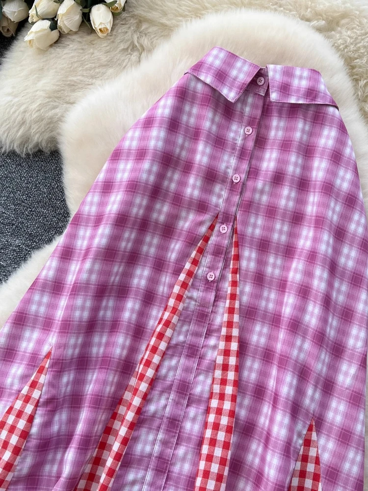 Gonna scozzese Abbigliamento donna Vita alta Grande altalena Jupe giapponese 2025 Faldas Mujer De Moda Vintage Saia Moda Gonne coreane