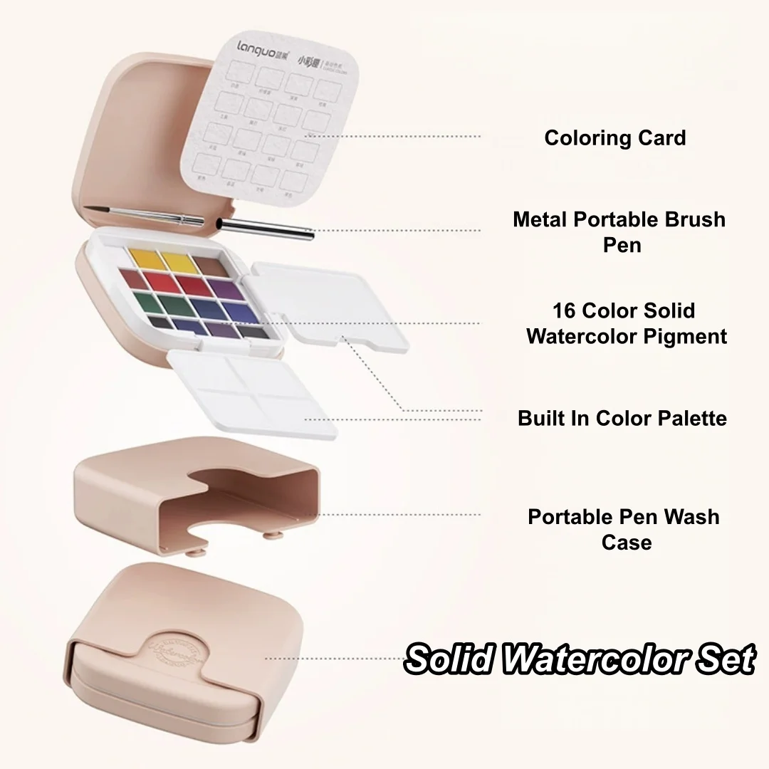 

16-цветный набор красок Macaron Colors Мини-коробка для акварельных красок Портативный набор акварельных красок Компактный для карманных путешествий