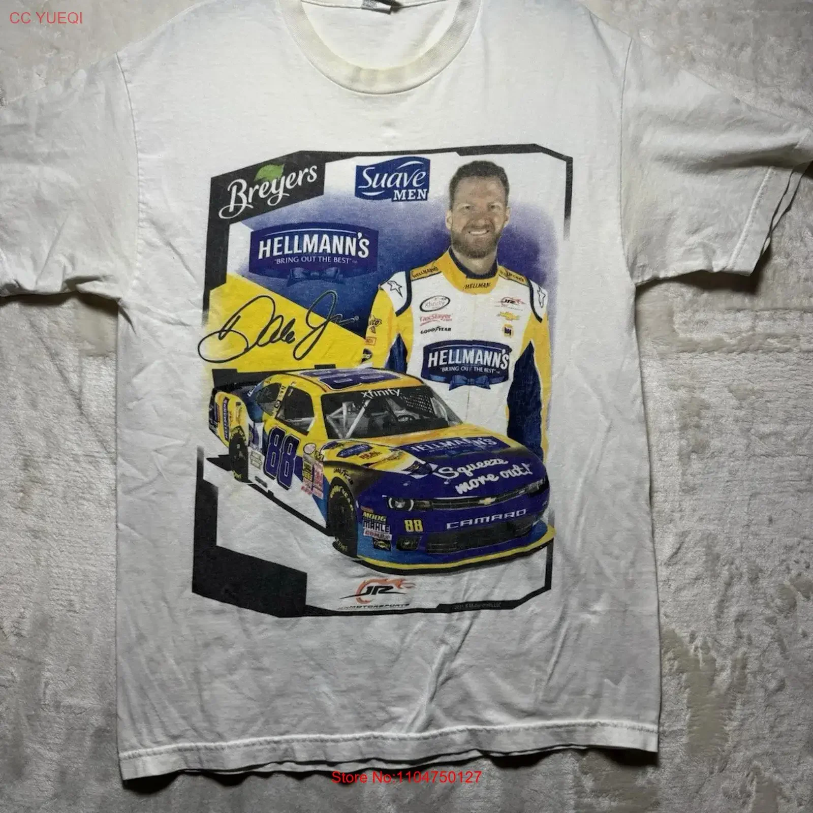 Dale Earnhardt Jr Mens L Xfinity Series Hellman's 88 PrinT T Shirt 2016 vintage Washed Soft Casual Slightly streetwear