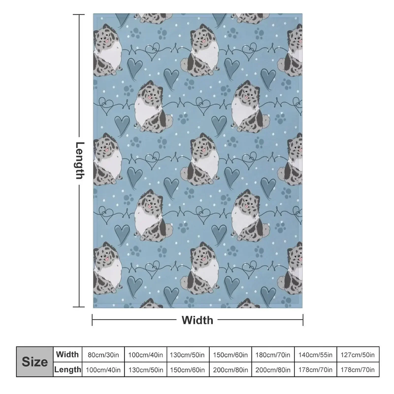 LOVE Blue Merle Pomeranian Throw Blanket for winter Luxury Designer Winter beds Blankets