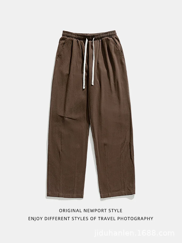 Japanse retro zandgewassen losse casual broek heren lente en herfst all-match driedimensionale geplooide designbroek (S-5X)