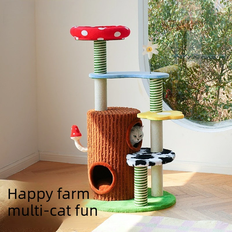 Fantasy Farm Katzen-Klettergerüst Katzennest Katzenbaum Integrierte Universelle Sprungplattform Katzennest Katzen-Kratzzubehör