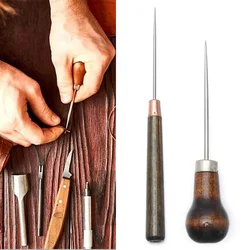 1PC Stitching Awl Wood Handle Alloy Cone Needle Shoes Repair Needles Sewing Accessories Bags Hole Hook DIY Handmade Leather Tool