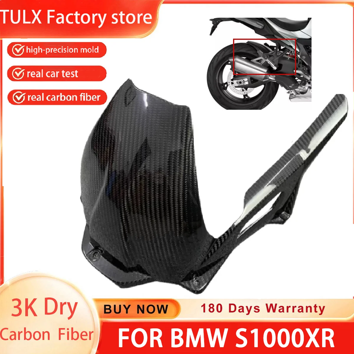 3K Dry Carbon Fiber Rear Mudguard-Border Rear Mudguard Fender For BMW S1000XR S1000 XR 2021 2022 2023 2024 Motorcycle Accessorie