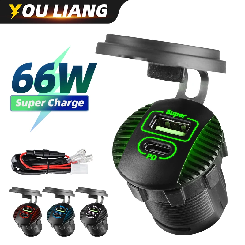 

12/24V USB C Outlet 30W PD3.0 Port 36W Quick Charge 3.0 Charger Socket for Phones Waterproof for Car Marine Boat Motorcycle RV
