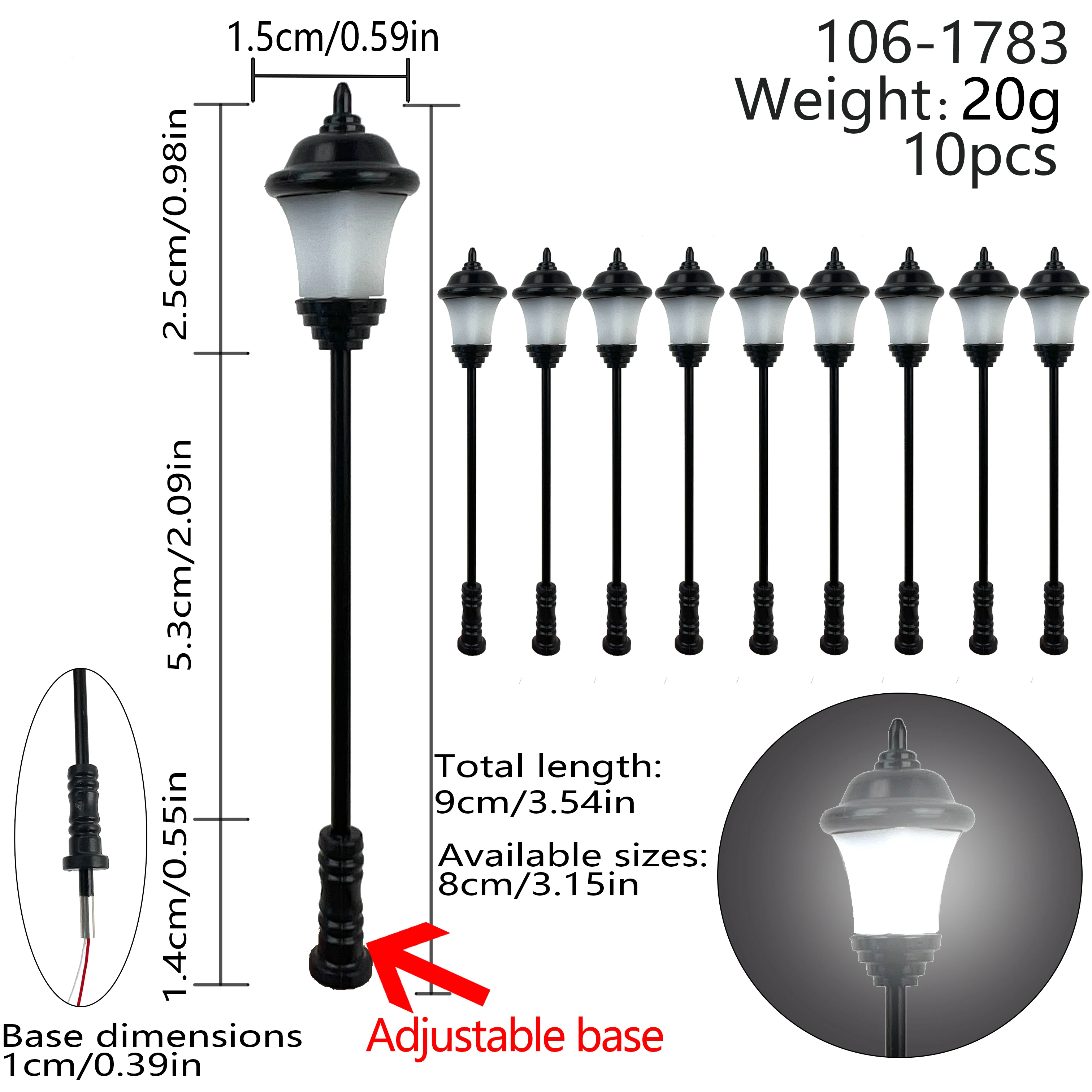 10PCS Miniature Street Lamp 3V LED Lights Model for HO N Diy Railway Train Layout/Micro Landscape/Railroad Scenery/Dioramas