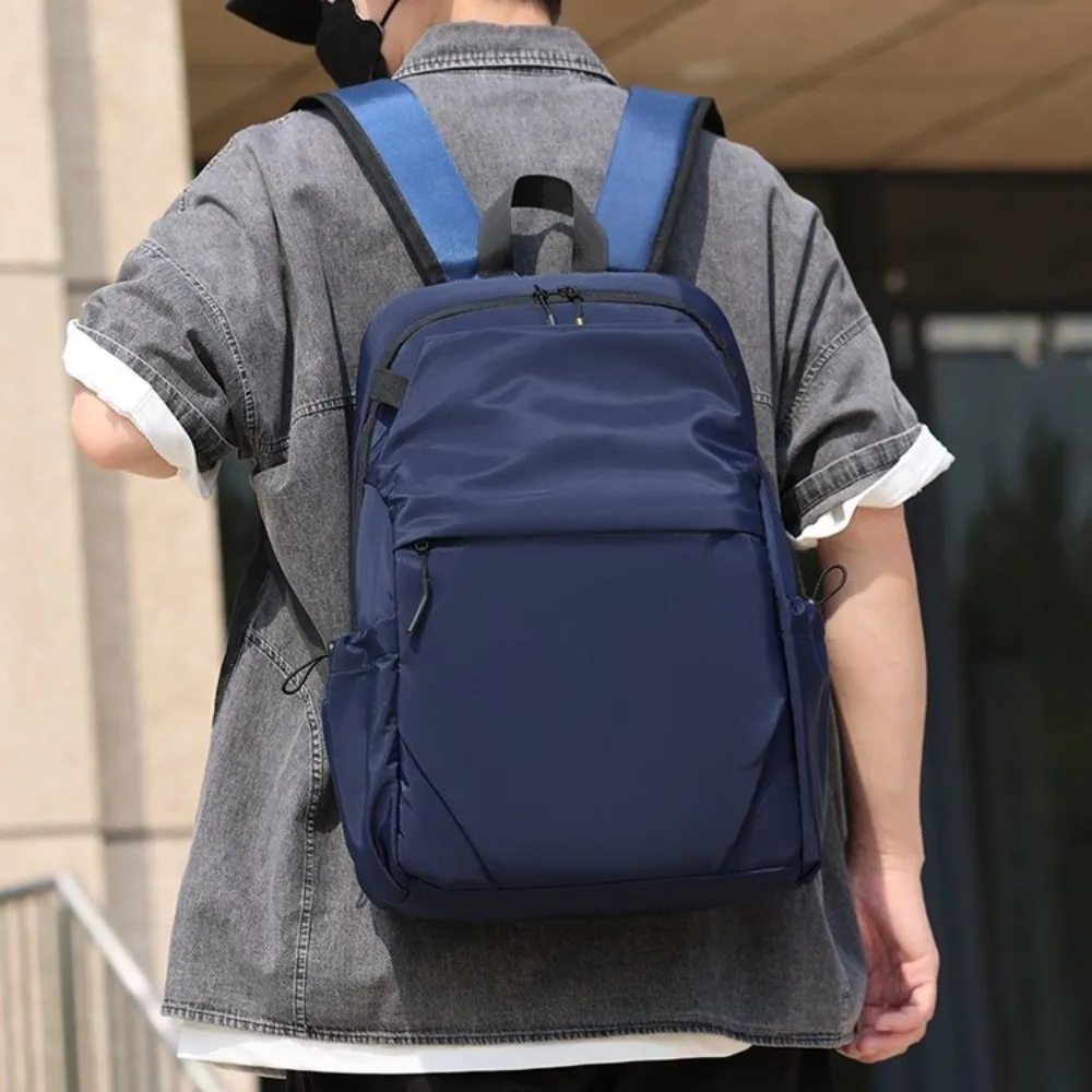 

Portable Men Backpack Solid Color Laptop Bag Student Backpack Lightweight Waterproof Oxford Cloth Backpack Student Daily