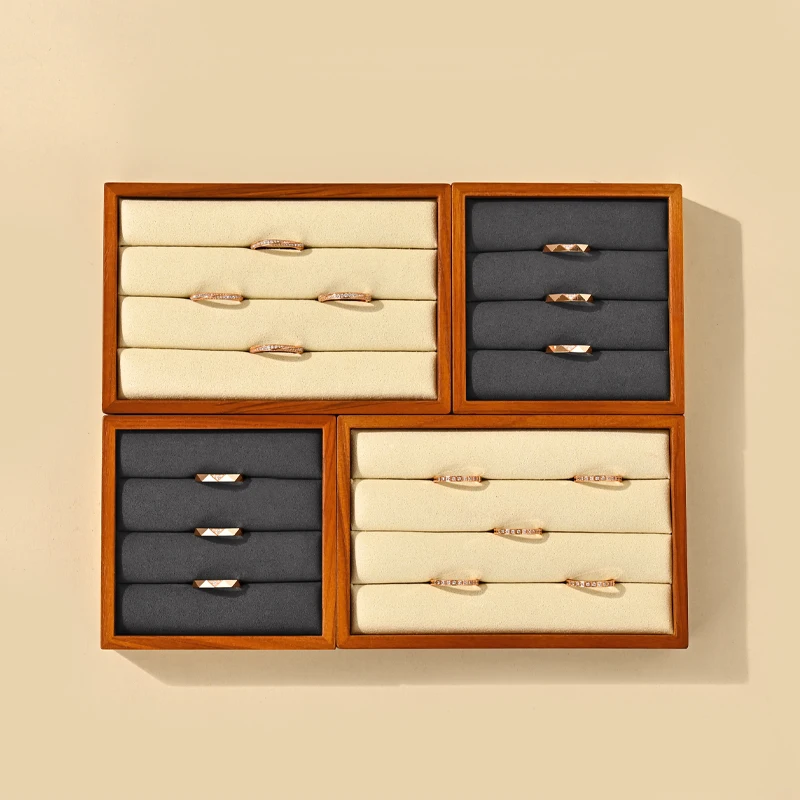 WoodTen New Solid Wood Ring Tray Jewelry Display Storage Plate For Ring Jewelry Counter Showcase Props Ring Jewellery Organizer