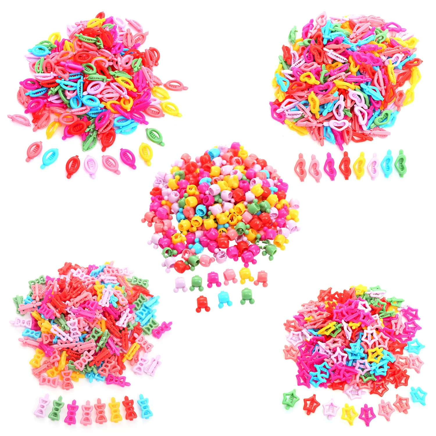 50Pcs/Lot Fashion Children Hairpin Color Plastic Barrette Cartoon Flower Bow Baby Hairpins Kids Hairgrip Girl Hair Accessories