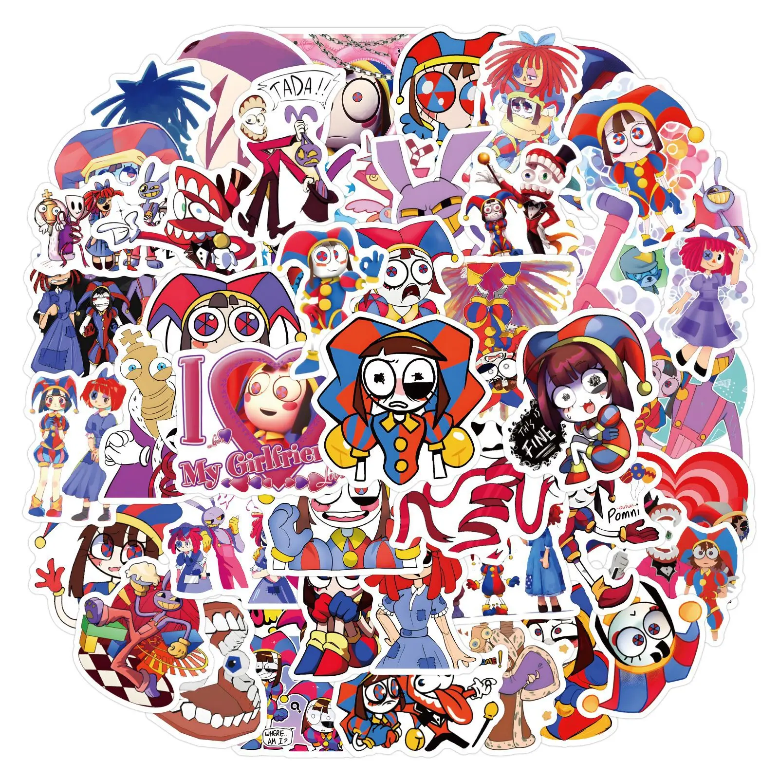 100pcs Cartoon Magical Numbers Circus Decoration Handbook Stationery Cup Computer Waterproof Sticker