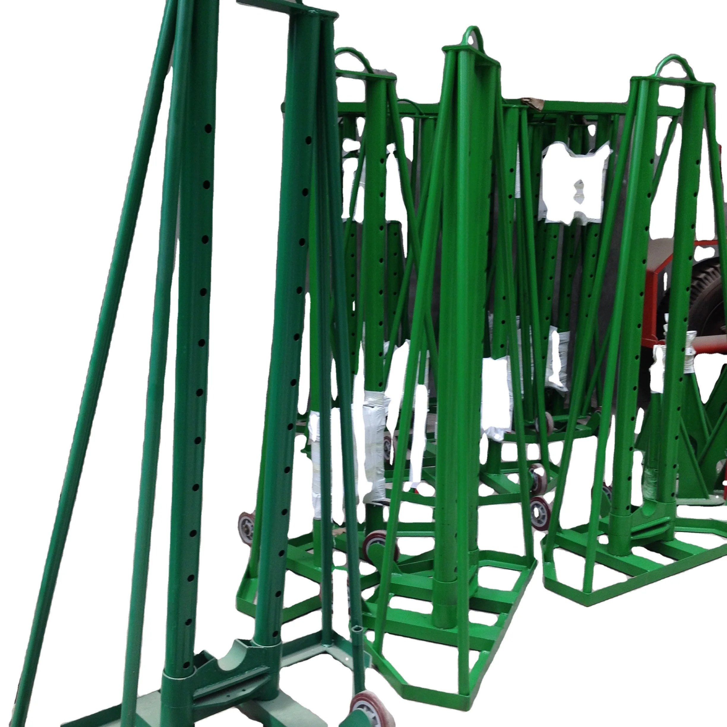 

Conductor Drum Lifting Jacks for Holding or Lifting Cable Drums off the Ground so They Can Be Uncoiled for Installation