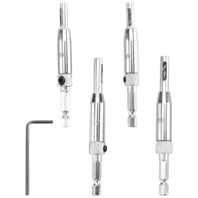 A24F-Center broca conjunto 5 pçs auto centralização dobradiça tapper núcleo broca conjunto para trabalhar madeira, porta janela brocas