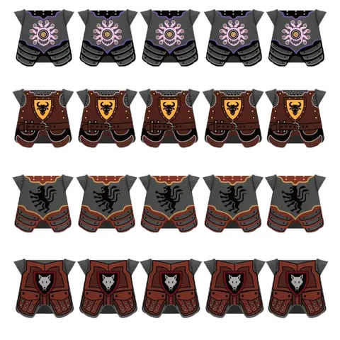 MOC Medeltida Byggstenar Viking Korsfarare Sköld Rustning Väst Figur Soldat Vapen Tillbehör Lejon Örn Tegelsten Leksak Present R059 8 best sales Lego medeltida vapen - №8