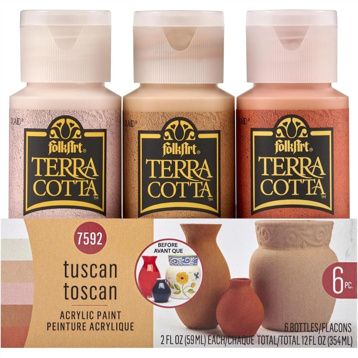 

Terra Cotta Acrylic Paint Set 6 Piece with Textured Matte Finish for DIY Indoor Outdoor Multi-Surface Craft Projects