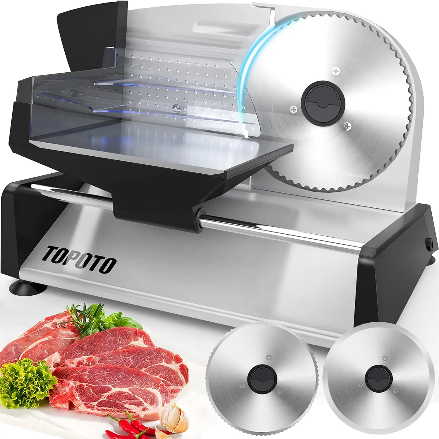 

Electric Meat Slicer Machine with 2 Blades, Adjustable Thickness for Home Use - Cuts Meat, Cheese, Bread & Vegetables