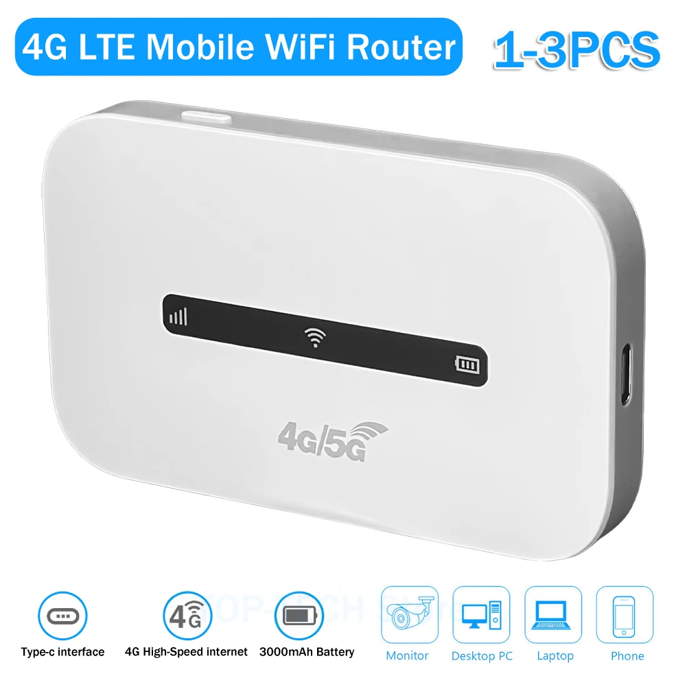 4G LTE Mobile WiFi Router 3000mAh 150Mbps Portable WiFi Hotspot Support 8 To 10 Users with SIM Card Slot Pocket Mobile Hotspot