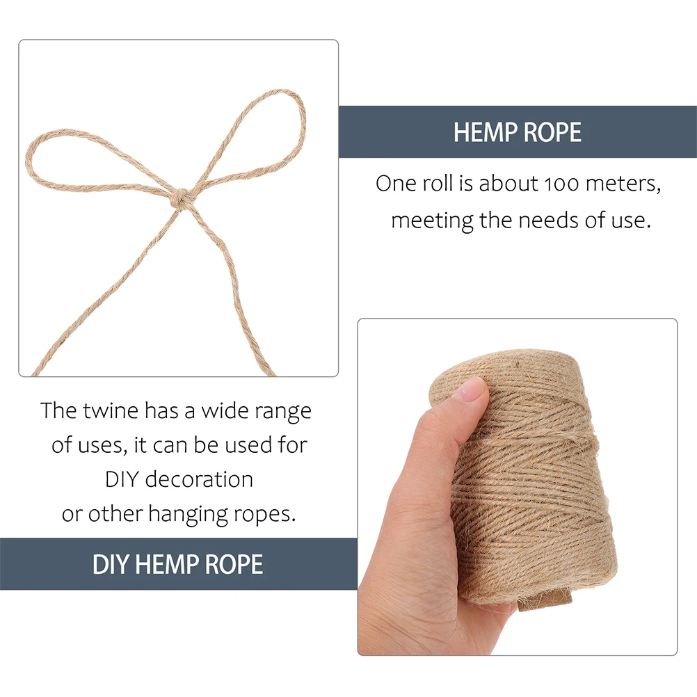 

1 Roll Premium Hemp Rope Decorative Craft Wedding Party Diy Packaging Twine Reusable Jute Cord For Gift Baskets Decorations