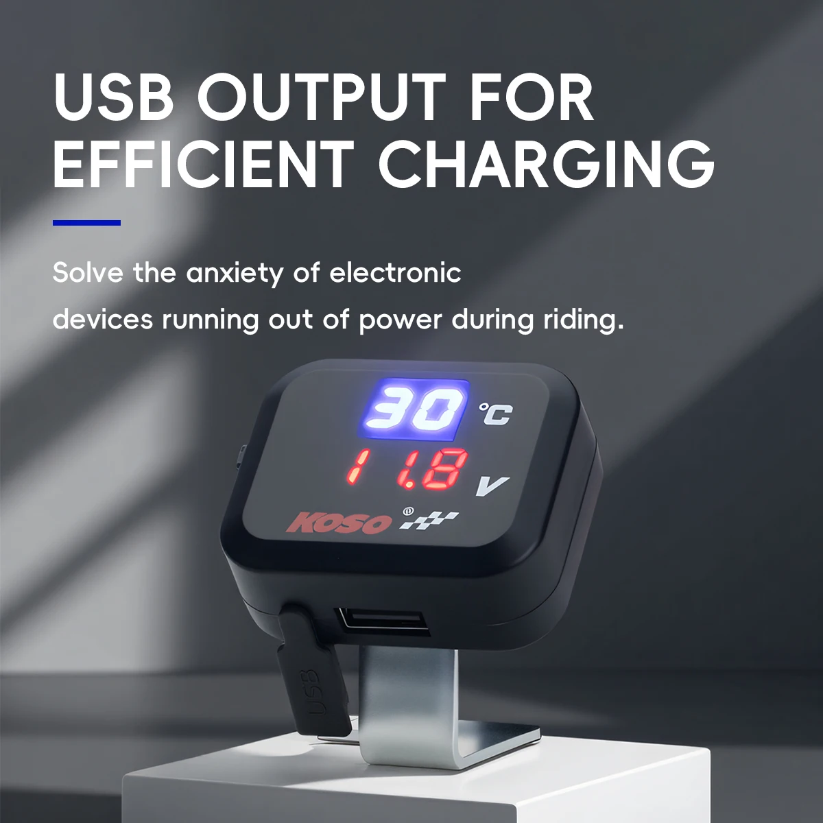 10-24V 3 In 1 Multifunctional Motorcycle USB Fast Charger with Thermometer and Voltmeter Waterproof Digital Display Motor Parts view 2